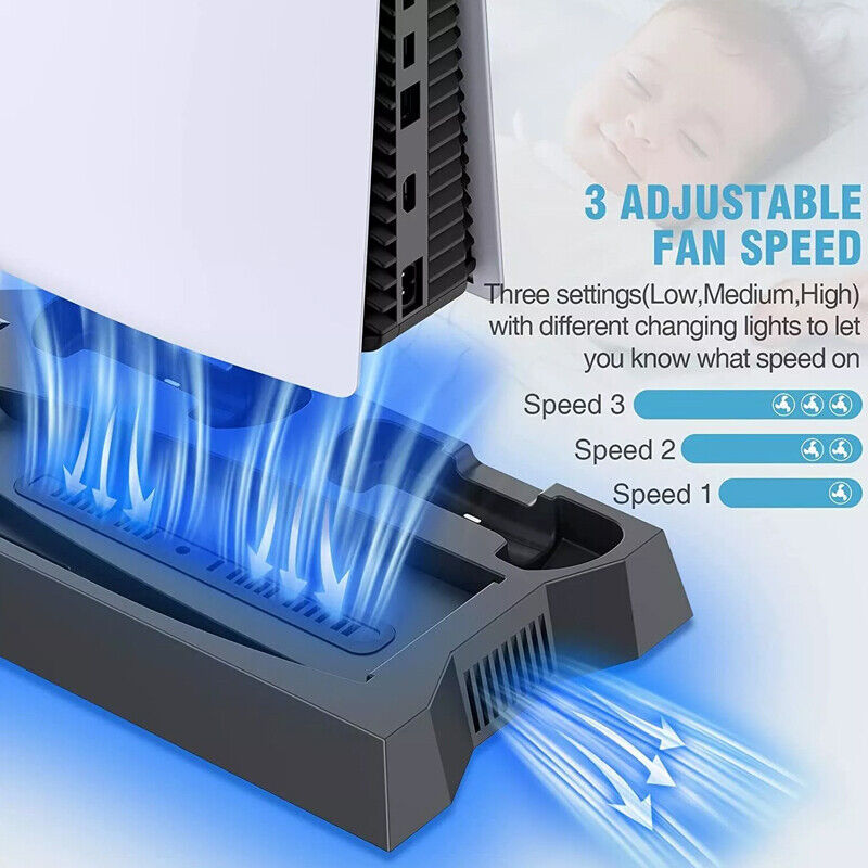 PS5 Vertical Cooling Fan Stand And Controller Charger Station For  Playstation 5