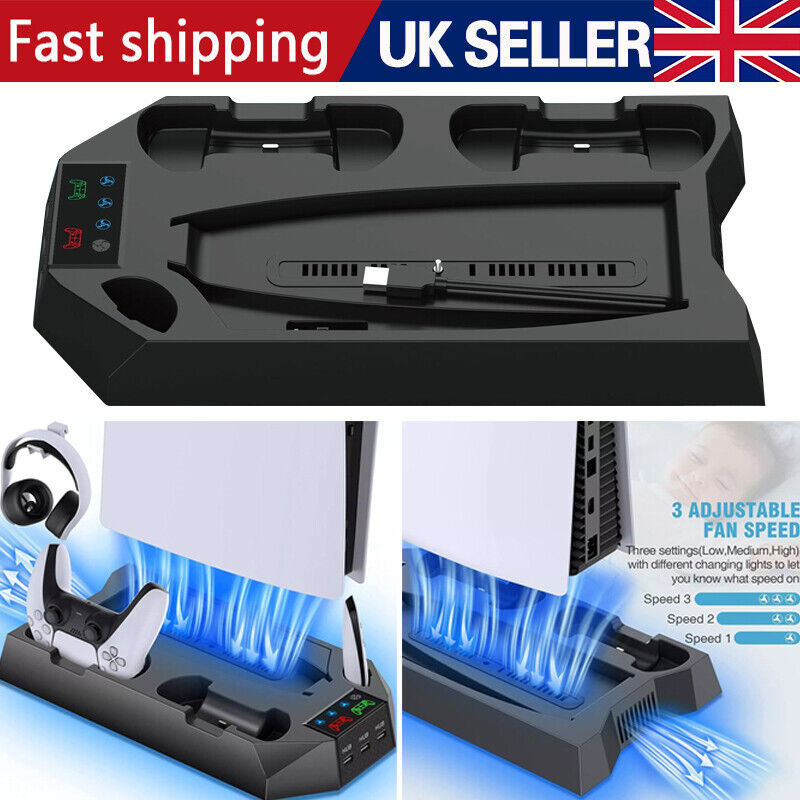 PS5 Vertical Cooling Fan Stand And Controller Charger Station For  Playstation 5